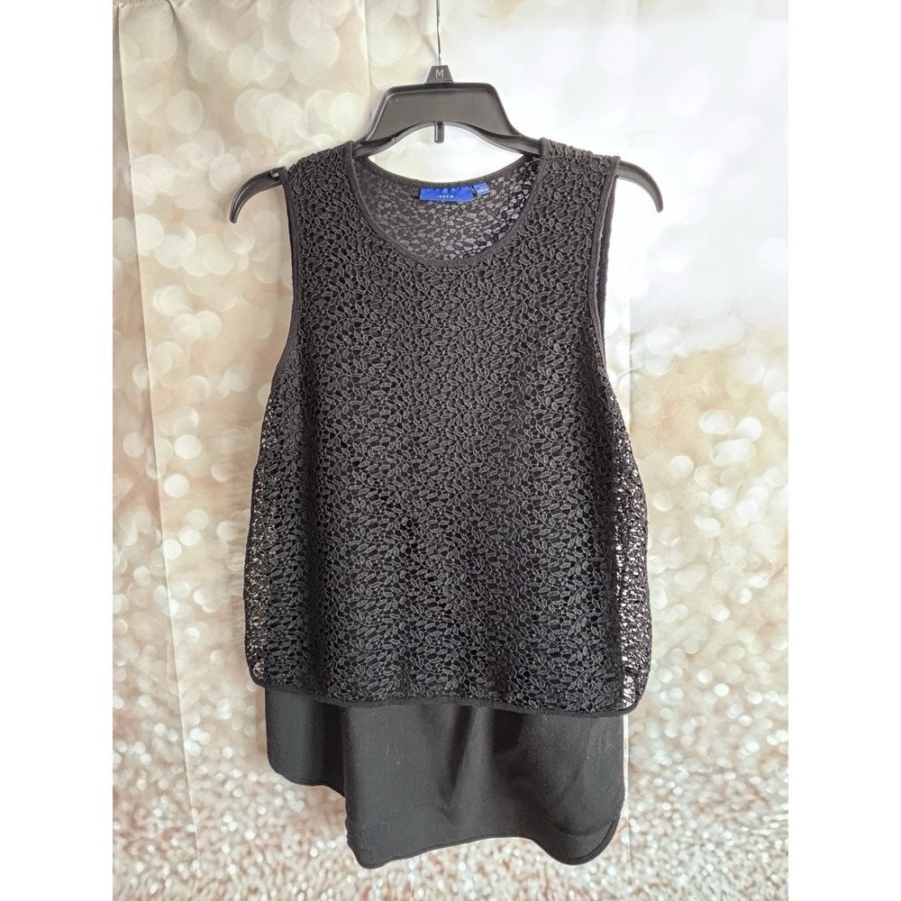 APT 9 Black‎ Textured Lace Layered Tank Top Women's Size Medium - Picture 7 of 7